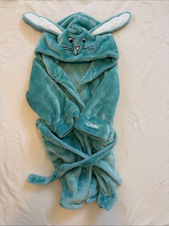 L.L. Bean Other - L.L. Bean Plush Kids Hooded Bathrobe with Bunny Ears - Teal 2T